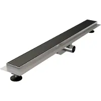 Brauer Caniveau de douche - 80x7.5cm - bride de plancher - grille à carreler réversible - inox - noir mat DR-MRF80S