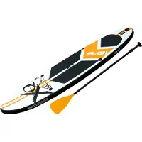 Xqmax SUP Board - Inflatable Paddle Board - Complete Set R- With Pump / Carrying Bag / Adjustable Paddle / Ankle Cord / Repair Kit - Max. 150KG - 320x76x15cm - Orange