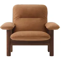 Audo Copenhagen Brasilia Lounge Chair High Back Textile Dark Stained Oak | Dunes Camel 21004