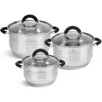 Edenberg Set de casseroles – acier inoxydable – 6 pièces – avec fond sandwich