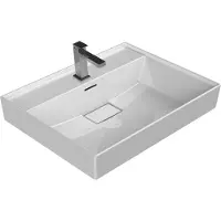 BELVIT Vasque sur socle mural en céramique, dimensions 100x48x10 cm, avec trop-plein et trou de robinet