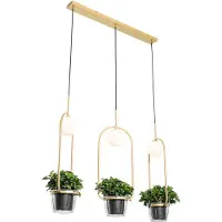 QAZQA Suspension Art Déco or avec verre blanc 3 lumières - Isabella