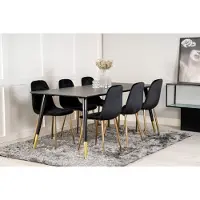 Ebuy24 Dipp Table à manger 90x180cm, noir.