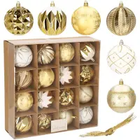 Springos 16 pcs. boules d'arbre ornements 7 designs différents Décorations de sapin de Noël Incassables - or