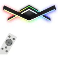 Briloner Lampe de plafond LED pour chambre d'enfant multicolore RGB dimmable noir CCT minuterie 18W