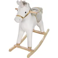 Roba licorne à bascule , rembourrée, selle et bride en gris/doré, 63x31x73cm, à partir de 24 mois