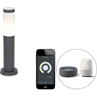 QAZQA Lampadaire d'extérieur intelligent anthracite 45 cm avec Wifi P45 - Rox