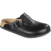 Birkenstock Sabots Birkenstock Unisexe Boston Leather Black Super Grip Sole Regular-Taille 40