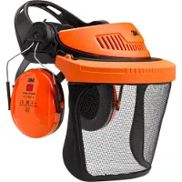 3M Combinaison masque/oreillette G5V5CH51, visière filet en acier inoxydable, SNR 26 dB, EN 1731 EN 352-1-3, orange