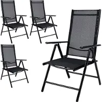 Casaria lot de 4 chaises de jardin à dossier haut anthracite en aluminium pliable résistant aux intempéries réglable