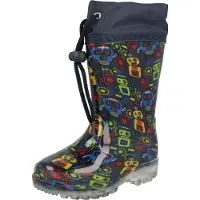 Beck Bottes en caoutchouc bleu foncé / jaune / vert / rouge