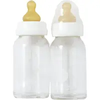 Hevea Biberons - 2 Pack - Verre et Caoutchouc Naturel - Blanc - - 0-3 mois - Biberon