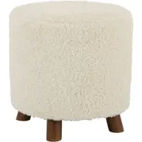 J-Line Footstool Hocker Sheep Paw Polyester White