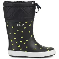 Aigle Bottes de Pluie Aigle Kids Giboulee Print 2 Gold Hearts-Taille 25