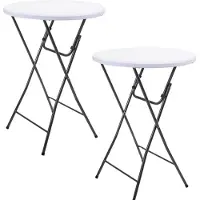 Pro Garden Tables robustes Pro Garden - 2 pièces - Ø80x110cm - Cadre en acier - Blanc/Gris