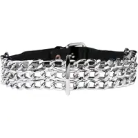 Zado - collier en cuir avec chaîne pour jeux de bondage (noir)