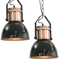 vidaXL Plafonnier 2 pcs. noir rond E27