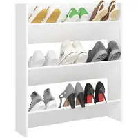 vidaXL Armoire à chaussures murale blanc 80x18x90 cm bois d'ingénierie
