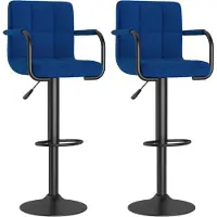 vidaXL Tabouret de bar 2 pcs. Tissu bleu