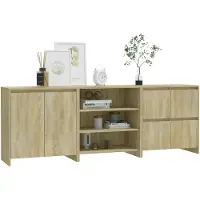 vidaXL Sideboard 3-pièces chêne Sonoma bois composite