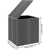 vidaXL Coffre à coussins de jardin en rotin PE 100x97,5x104 cm Gris