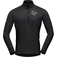 Norrøna - Maillot manches longues de VTT - Fjora Equaliser Zip Neck M'S Caviar Black pour Homme - Taille S - Noir