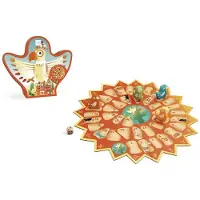 Dam Jeu à gratter : INCA TRAIL / BORD ENTIER 35x35cm, avec 4 figurines en bois et 1 cube en bois, dans une boîte en forme 28,6x24,3x6,5cm, 4+