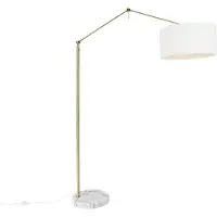 QAZQA Lampadaire moderne doré avec abat-jour blanc 50 cm réglable - Editor