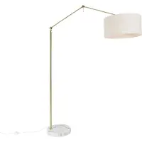 QAZQA Lampadaire doré avec abat-jour gris clair 50 cm réglable - Editor