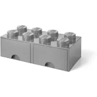 LEGO Brique gris pierre de rangement à tiroir et à 8 tenons