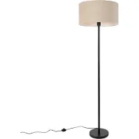 QAZQA Lampadaire noir avec abat-jour marron 50 cm - Simplo