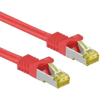 Pro Câble patch RJ45 CAT 6A S/FTP (PiMF), 500 MHz avec câble brut CAT 7, rouge, 30 m - gaine LSZH sans halogène, cuivre, connecteur RJ45 (CAT 6A)