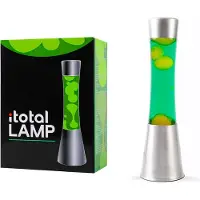 Itotal - Lava Lamp 40 Cm - Silver Base, Green Liquid And Yellow Wax (