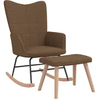 vidaXL Chaise à bascule Avec Tabouret Marron Tissu