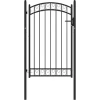vidaXL Portail de clôture avec dessus arqué Acier 100x150 cm Noir