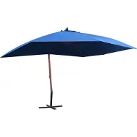 vidaXL Parapluie avec mât en bois 400×300 cm Bleu - Parasols & ombrelles