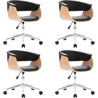 vidaXL Chaise de salle à manger 4 pcs. Pivotantes Noir Similicuir