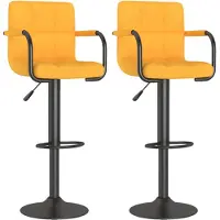 vidaXL Tabouret de bar 2 pcs. jaune moutarde Tissu