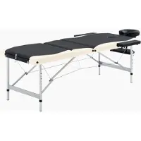 vidaXL Table de massage pliable 3 zones Aluminium Noir et beige