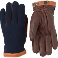 Hestra Gants Wool Tricot Marine Chocolate En Cuir