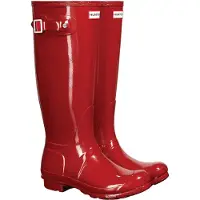 Hunter pour femme. WFT1000RGL Bottes de pluie Original Tall Gloss Wellington rouge (35/36), Plat, Aucun, Casuel, PVC