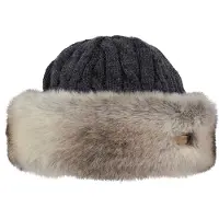 Barts - Bonnet en fourrure synthétique - Fur Cable Bandhat Heather Brown en Laine - Noir