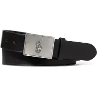 Ralph Lauren pour homme. 405691693001 Ceinture en cuir avec boucle en plaque de cheval noir (38), Casuel, Classique