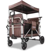 FUXTEC Chariot pliable FUXLIFE by - Premium - FX-CTXL900 4 places, marron, avec sièges doubles et ceintures à 5 points, grand espace intérieur et toit, pliable, marron