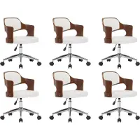 vidaXL Chaise de salle à manger pivotante 6 pcs. Blanc Bois courbé et similicuir