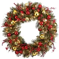 National Tree Company Couronne de Noël Dunhill avec éclairage LED 61 cm