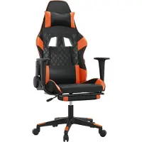 vidaXL Chaise de jeu avec repose-pieds noir et orange similicuir