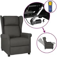 vidaXL Fauteuil à oreilles avec fonction de couchage Électrique Gris foncé Tissu