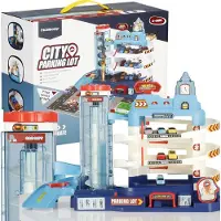 Springos Pringos Garage Parking Voitures Enfant - 3 Niveaux, 6 Voitures, Ascenseur, Rampes En Spirale