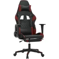 vidaXL Fauteuil gaming avec fonction massage et repose-pieds, noir et bordeaux, similicuir